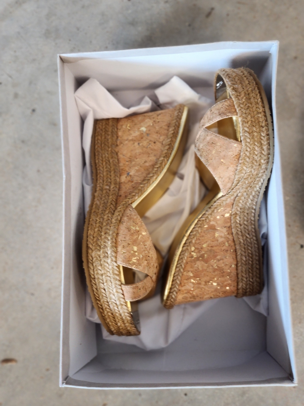 Pandora Gold-Fleck Cork Espadrille Wedges